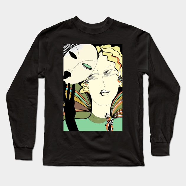 art deco glamour mask Long Sleeve T-Shirt by jacquline8689